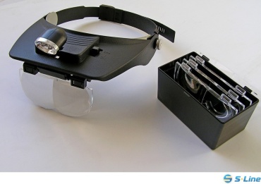Лупа налобная Magnifier MG81001-А, увеличение x1.2, 1.8, 2.5, 3.5, черный