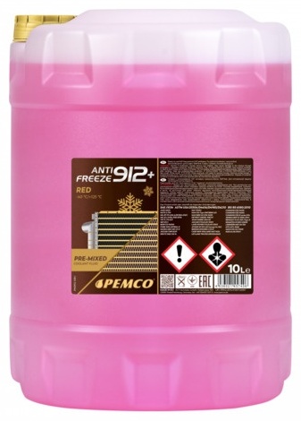 Антифриз PEMCO Antifreeze 912+ красный (розовый) G-12 10 л