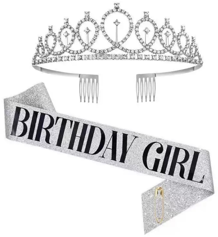 Birthday girl лента, корона 2 шт