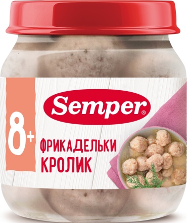 Детское пюре Semper Фрикадельки кролик 100 г, с 8 месяцев