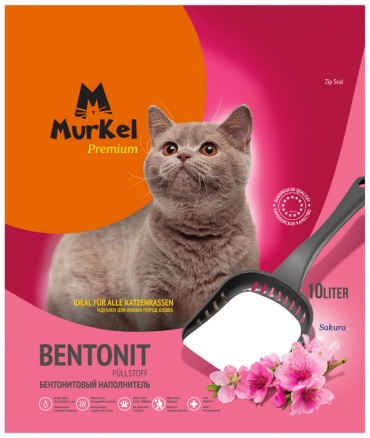 Наполнитель Murkel с ароматом сакуры бентонитовый комкующийся 10 л