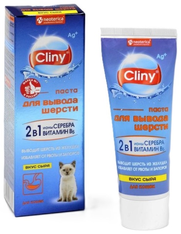 Cliny Паста для вывода шерсти вкус сыра, 30 мл добавка в корм