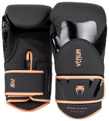Боксерские перчатки Venum 14 oz черный, золотистый