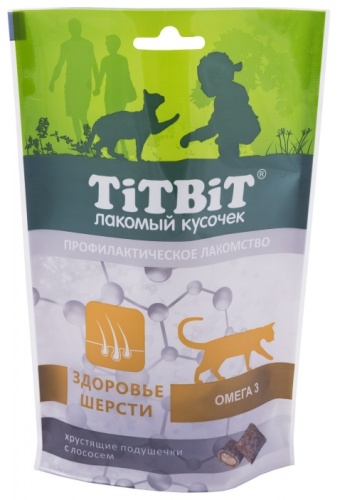 Лакомство TiTBiT 015391 Здоровье шерсти подушечки лосось 60 г 1 шт