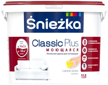 Sniezka латексная Classic Plus 15 л, белый цвет