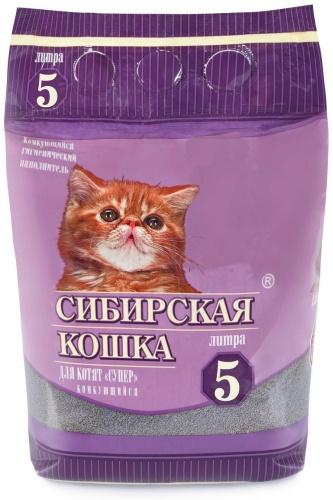 Наполнитель Сибирская Кошка Супер для котят комкующийся 5 л