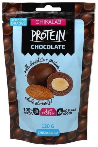 CHIKALAB драже Protein Chocolate миндаль в молочном шоколаде 1 шт