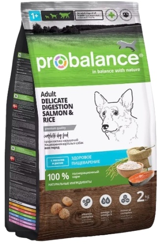 Корм Probalance Adult Delicate Digestion Лосось с рисом для взрослых при проблемах с ЖКТ 2 кг