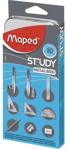 Готовальня Maped Study PT-00007212 серебристый, предметов 10 шт
