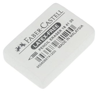 Ластик Faber-Castell Latex-Free, прямоугольный, синтетический каучук, 40x27x10мм