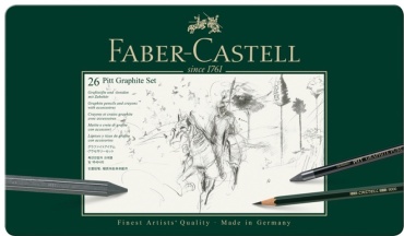 Карандаш Faber-Castell Pitt Graphite, 26 шт, твёрдость B, HB, 2H, 4B, 6B, 8B
