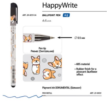 Ручка шариковая Bruno Visconti HappyWrite 1 шт, 0.5 мм, цвет чернил синий