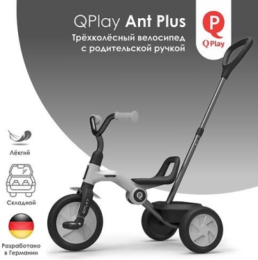 Трёхколёсный велосипед QPLAY Ant Plus серый