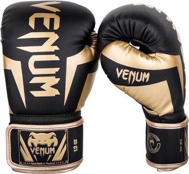 Боксерские перчатки Venum 14 oz черный, золотистый