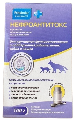Pchelodar Нефроантитокс для улучшения функционирования и поддержания работы почек собак и кошек 100 г порошок