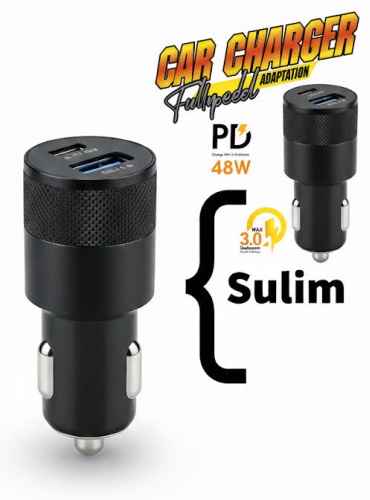 Зарядное устройство Sulim RX-:722+автомобильная зарядка USB Type-C, USB 48 Вт черный