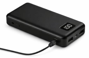 Внешний аккумулятор Power Bank с встроенными кабелями 30000 mAh 30000 мАч 22.5 Вт черный