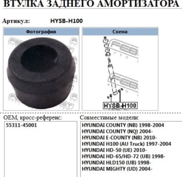 Втулка амортизатора HYSB-H100