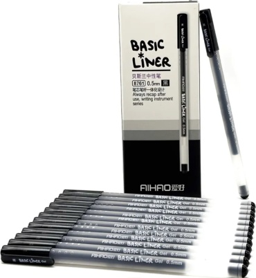 Ручка гелевая AIHAO Basic liner gel 12 шт, 0.5 мм, цвет чернил черный