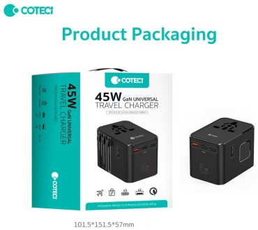 Зарядное устройство COTECI TR-038 USB Type-C, USB 45 Вт черный