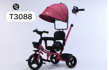 Трёхколёсный велосипед T3088 черный, бежевый