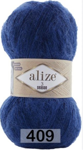 Мохер Alize 3 SEASON 409 темно синий 500 м 100 г