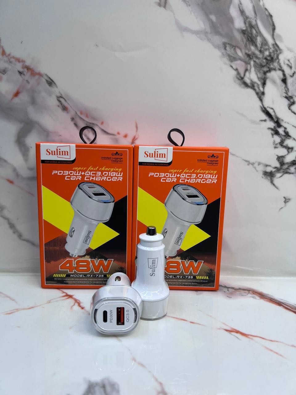 Зарядное устройство Sulim RX735Авто зарядка USB Type-C, USB 48 Вт белый