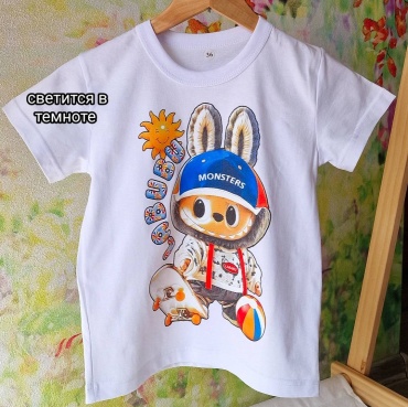 Футболка LeoRi KIDS Светящийся рисунок белый, голубой
