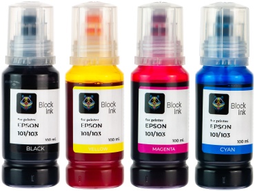 Чернила Block Ink 101 / 103 для Epson EcoTank набор 4x100 мл (400 мл), универсальные чернила CMYK