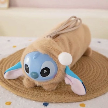 Пенал-косметичка Stitch, застежка молния, коричневый