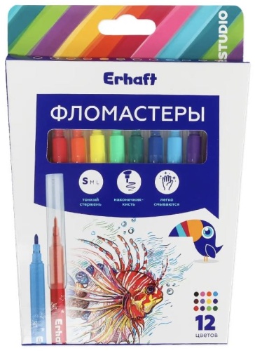 Фломастер Erhaft цветные 12 шт