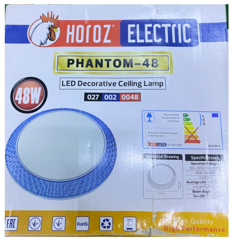 Светильник настенно-потолочный LED 48 Вт голубой
