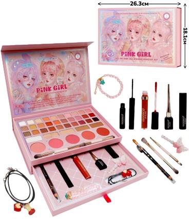 IGOODCO Pink Girl кейс визажиста для юной модницы блеск, набор, помада, тени, тушь, румяна, подводка, карандаш 5+