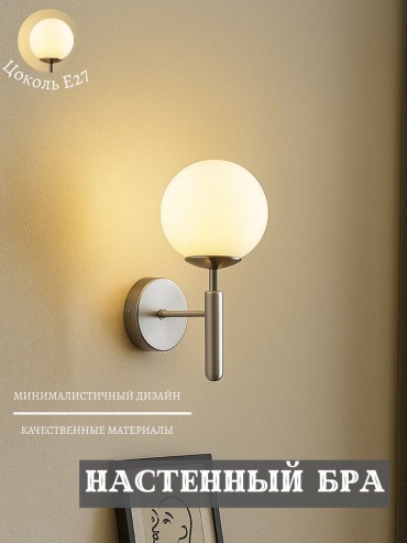 Бра настенный 3D PUZZLE E27, серебристый