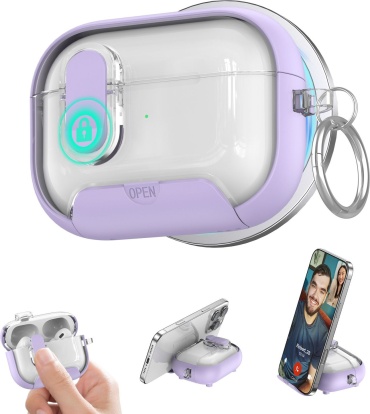 Чехол для Apple AirPods Pro 3 фиолетовый, прозрачный