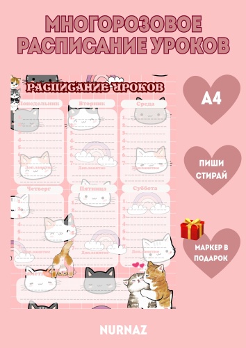 Плакат NurNaz Котики, A4, ламинат