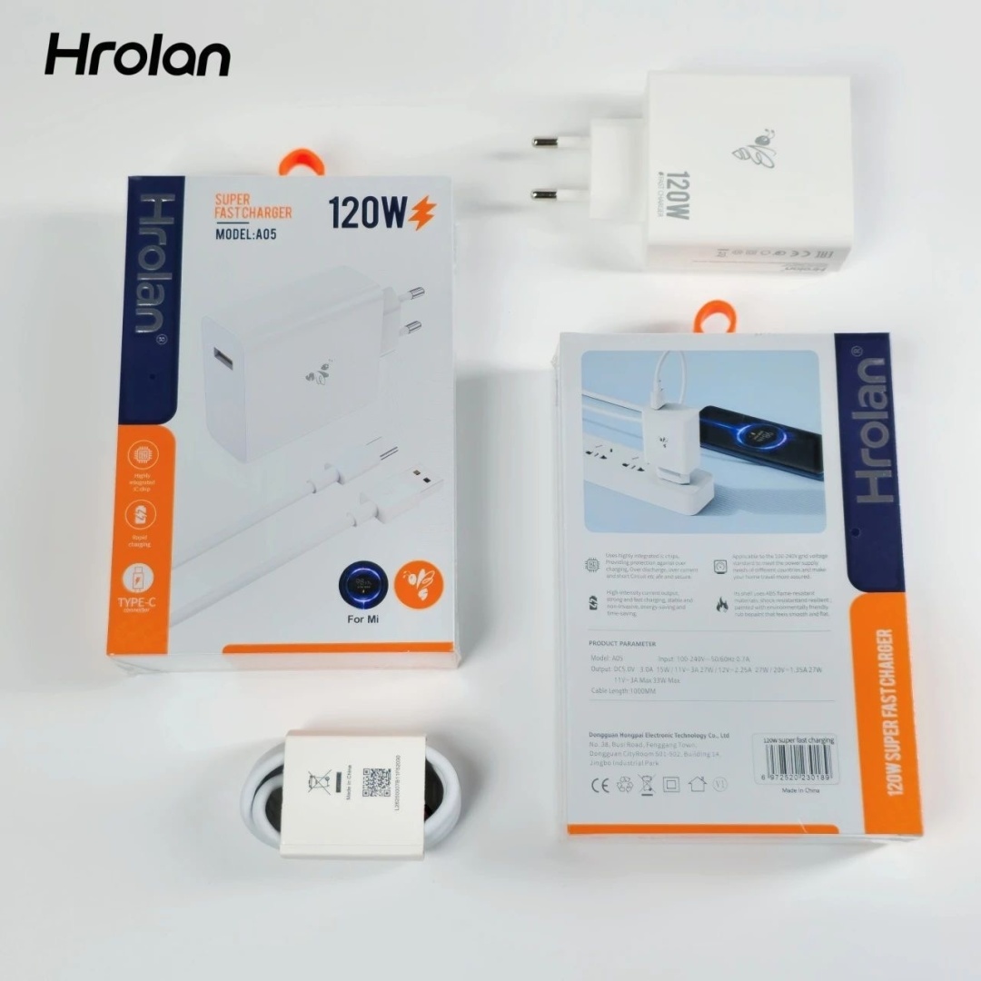 Зарядное устройство Hrolan A05 120W USB Type-C белый