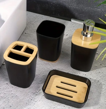 Набор аксессуаров EcoBamboo Black 4 шт черный, бежевый