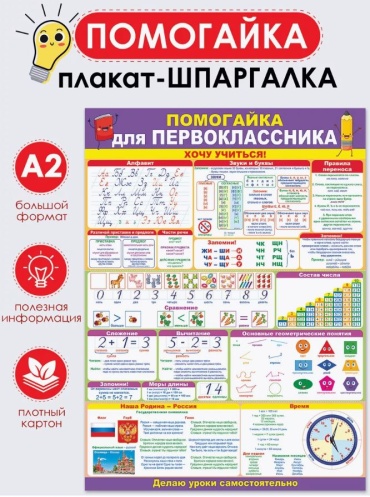 Плакат Открытая планета Помогайка первокласснику, A2, картон