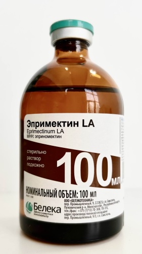 Средство Белека Эпримектин LA от блох, от клещей, от власоедов, от комаров, от мух, от слепней, от вшей, от гельминтов раствор, больше 40 кг