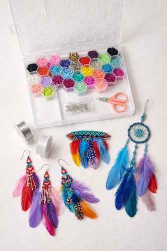 Outfit Ornaments Бисер и перья набор для творчества, 623735632 универсальное 24 цв.