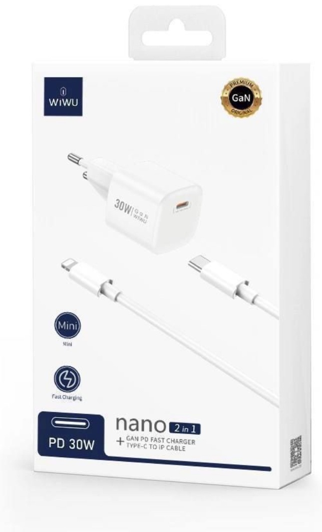 Зарядное устройство WIWU U007 USB Type-C, Lightning белый