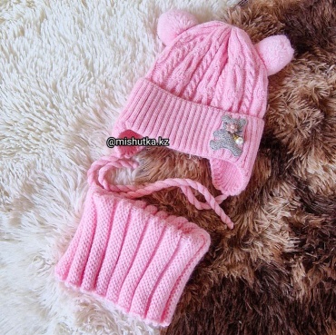 Шапка LeoRi KIDS 15-3 года Мишка розовый 48, 50