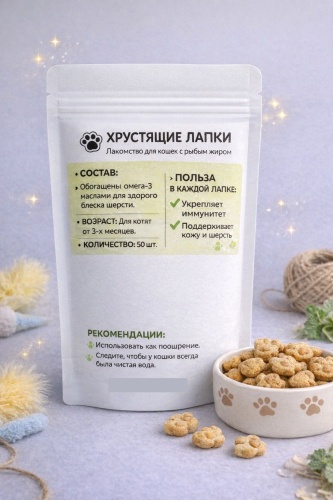 Лакомство Печенье мята Хрустящие лапки 50 г 50 шт