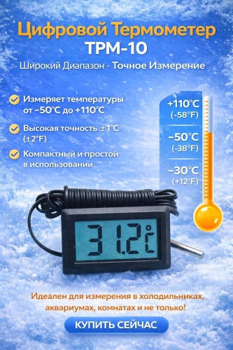 Термометр Цифровой термометр TPM-10 черный