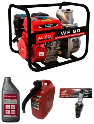 Мотопомпа ALTECO WP 80 и масло 4Т