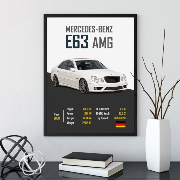 Постер Mercedes-Benz w211 E63 AMG 30x40 см