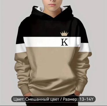 Толстовка черный, светло-коричневый