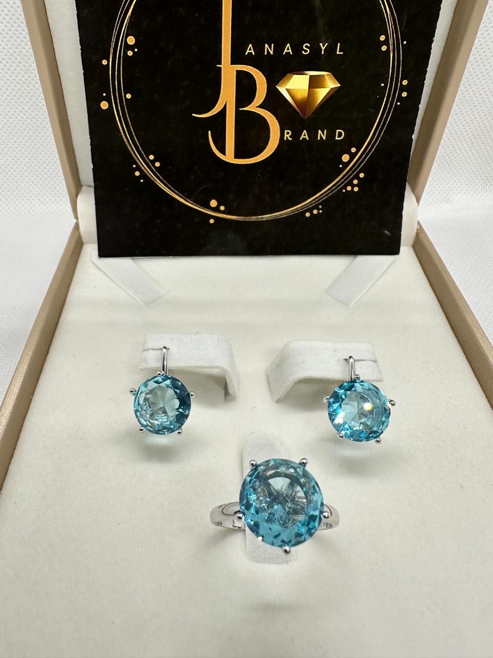 Комплект JANASYL Brand A5 вес 9 г серебро, топаз
