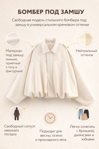 Бомбер YgunSei белый, молочный